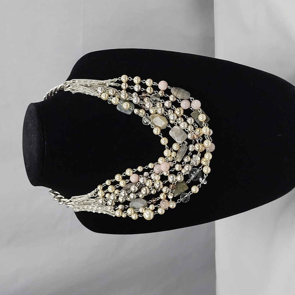 Stella and Dot Pearl Beads Beaded Multi Strand Oslo Statement Necklace